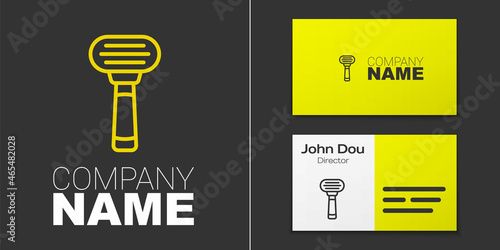 Logotype line Shaving razor icon isolated on grey background. Logo design template element. Vector