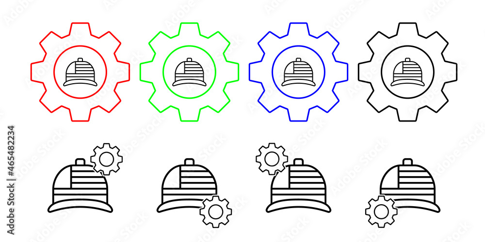 Hat usa flag vector icon in gear set illustration for ui and ux, website or mobile application Hat usa flag vector icon in gear set illustration for ui and ux, website or mobile application