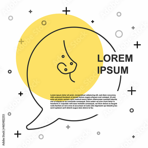 Black line Acne icon isolated on white background. Inflamed pimple on the skin. The sebum in the clogged pore promotes the growth of a bacteria. Random dynamic shapes. Vector