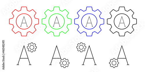 Font, format, text vector icon in gear set illustration for ui and ux, website or mobile application