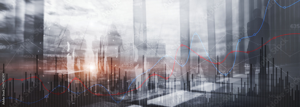 Fototapeta premium Analytics Banner. Finance Banking Business and Investment concept