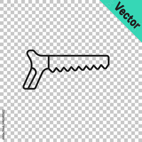 Black line Hand saw icon isolated on transparent background. Vector © Iryna