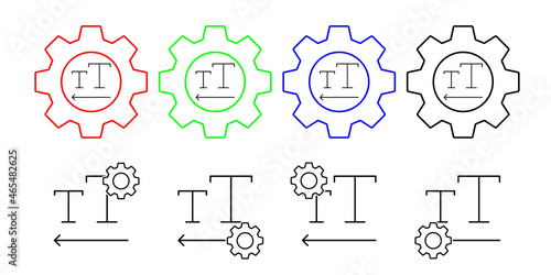 Direction, format, left, text vector icon in gear set illustration for ui and ux, website or mobile application