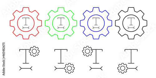 Format, horizontal, scale, text vector icon in gear set illustration for ui and ux, website or mobile application