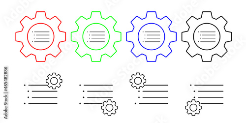 Format, indent, list vector icon in gear set illustration for ui and ux, website or mobile application