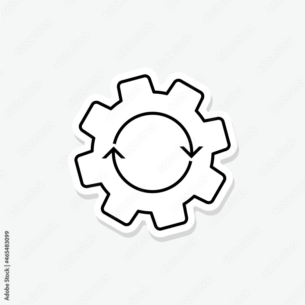 Gear sticker icon isolated on white background Gear sticker icon isolated on white background