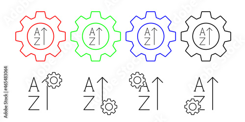 Ascending, format, order vector icon in gear set illustration for ui and ux, website or mobile application