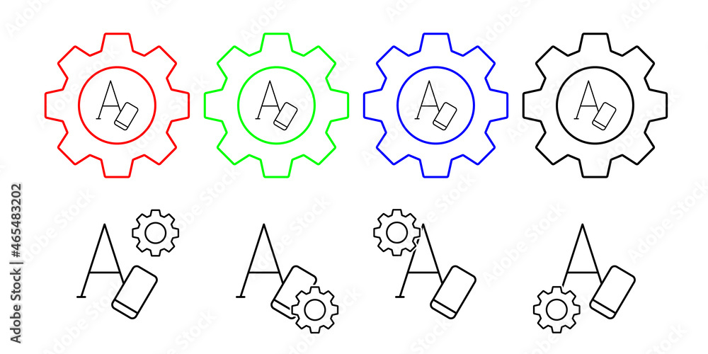 Clear, erase, text, formatting vector icon in gear set illustration for ui and ux, website or mobile application