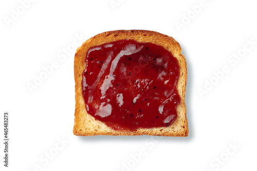 Toasted bread with homemade jam, isolated on a white.