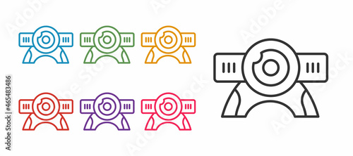 Set line Web camera icon isolated on white background. Chat camera. Webcam icon. Set icons colorful. Vector