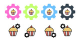 Food cake cherry vector icon in gear set illustration for ui and ux, website or mobile application