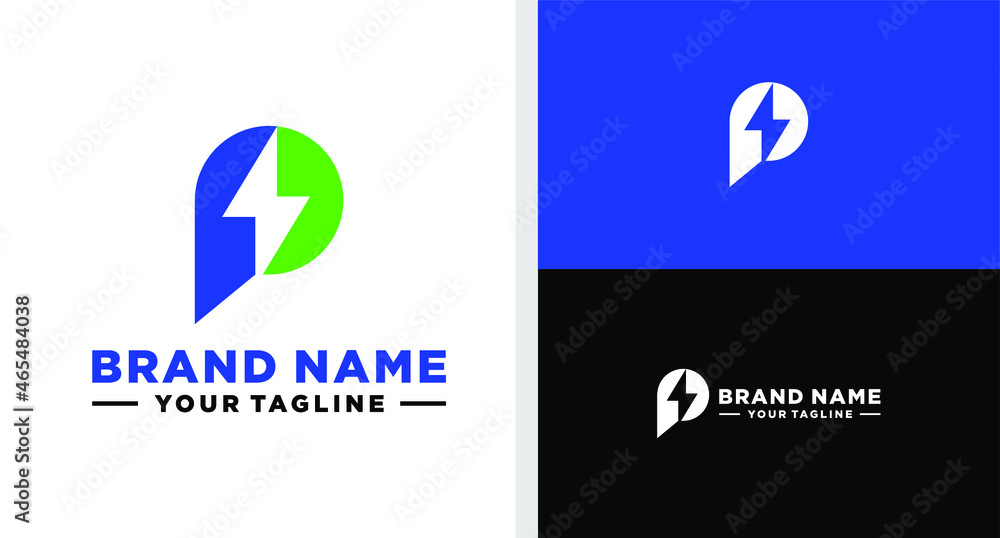 LETTER P LOGO BOLT NEGATIVE SPACE ENERGY LETTER P LOGO BOLT NEGATIVE SPACE ENERGY