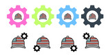 Hat usa flag vector icon in gear set illustration for ui and ux, website or mobile application