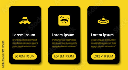 Set Fishing float in water, Winter fishing and Fisherman hat. Business infographic template. Vector