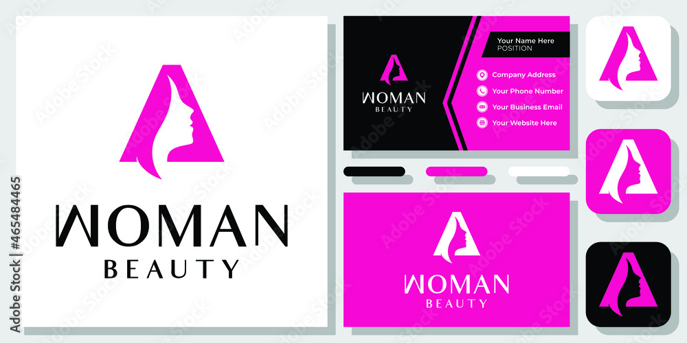 Vecteur Stock Initial Letter A Face Beauty Woman Hair Salon Fashion ...