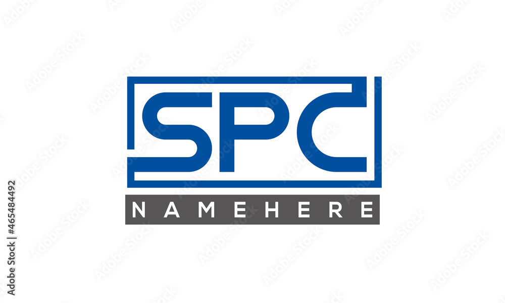 SPC Letters Logo With Rectangle Logo Vector SPC Letters Logo With Rectangle Logo Vector