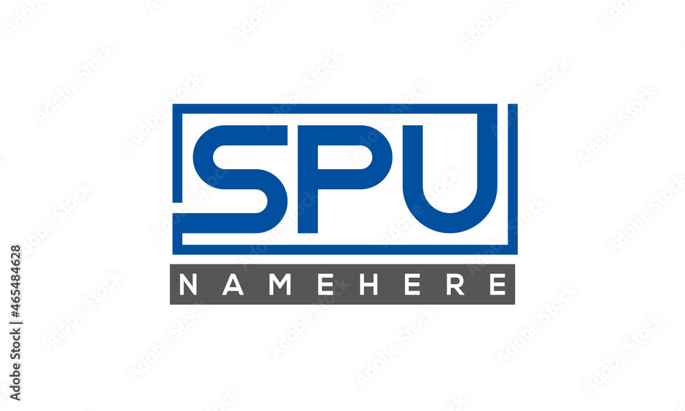 SPU Letters Logo With Rectangle Logo Vector SPU Letters Logo With Rectangle Logo Vector