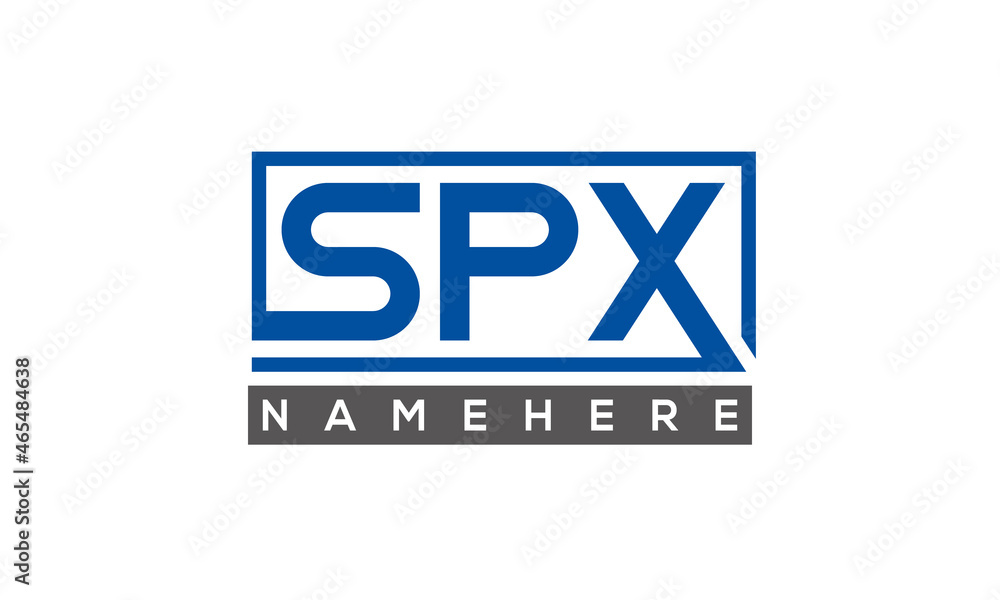 SPX Letters Logo With Rectangle Logo Vector SPX Letters Logo With Rectangle Logo Vector
