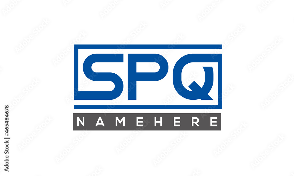 SPQ Letters Logo With Rectangle Logo Vector SPQ Letters Logo With Rectangle Logo Vector