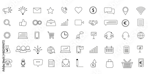 Marketing symbol set. Marketing line icons set.