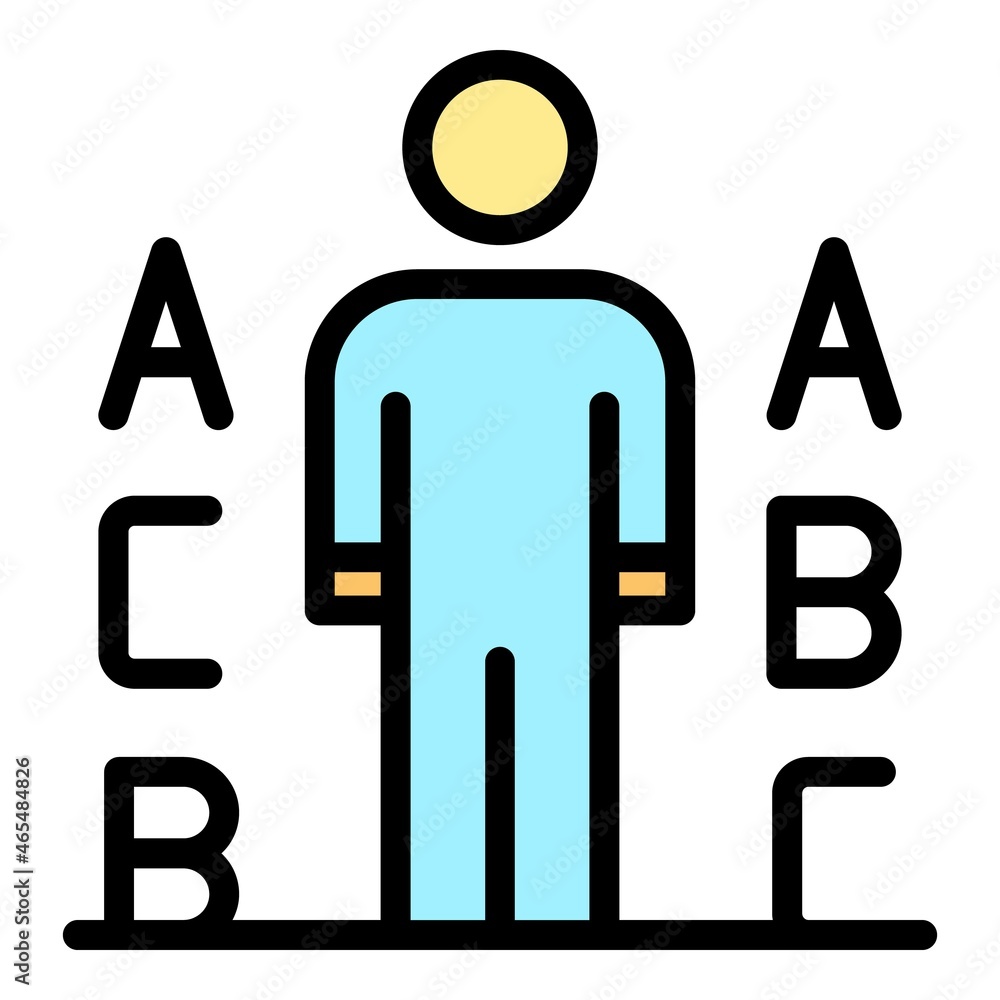 Man and letters icon. Outline man and letters vector icon color flat isolated Man and letters icon. Outline man and letters vector icon color flat isolated