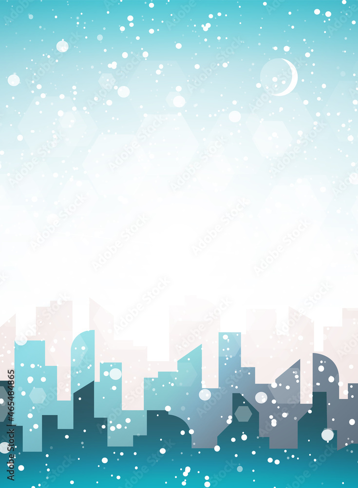 Winter city skyline landscape, town buildings in different times, and urban cityscape town sky. Daytime cityscape. Architecture silhouette downtown background. Flat design for flyers, cards