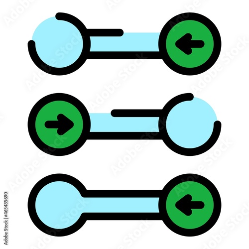 Ion displacement icon. Outline ion displacement vector icon color flat isolated
