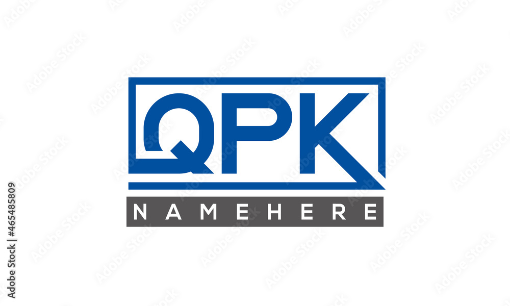 QPK Letters Logo With Rectangle Logo Vector QPK Letters Logo With Rectangle Logo Vector