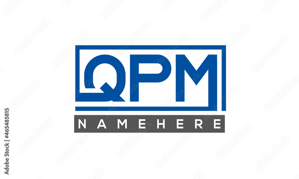 QPM Letters Logo With Rectangle Logo Vector QPM Letters Logo With Rectangle Logo Vector