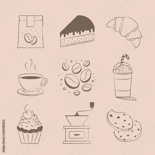 Coffee & cake design element vector set