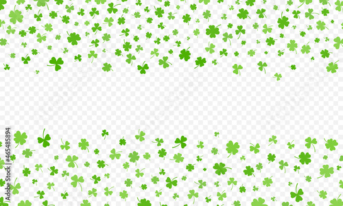 Fotografija Shamrock or green clover leaves pattern background flat design vector illustration isolated on transparent background