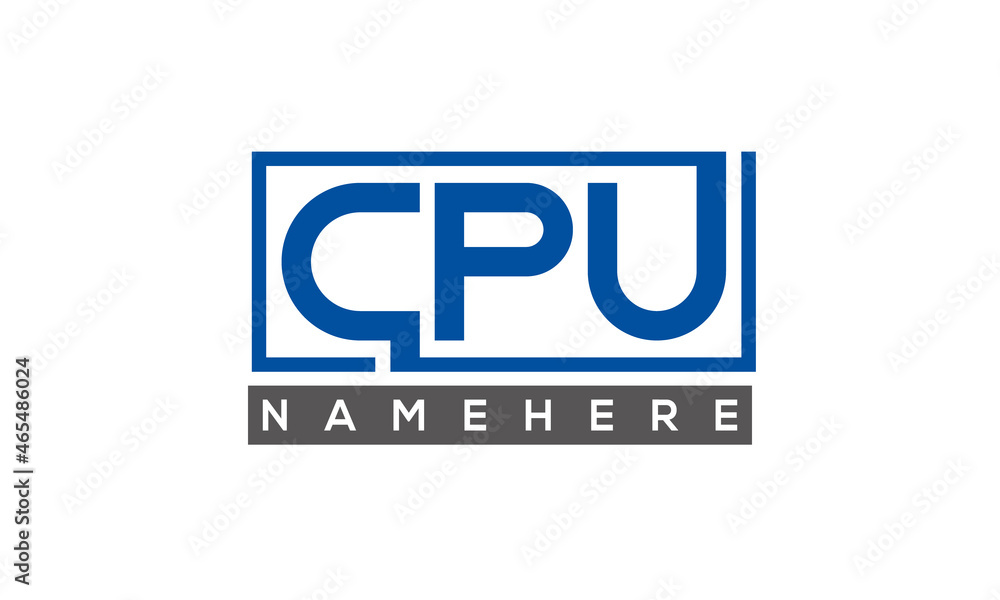 CPU Letters Logo With Rectangle Logo Vector CPU Letters Logo With Rectangle Logo Vector