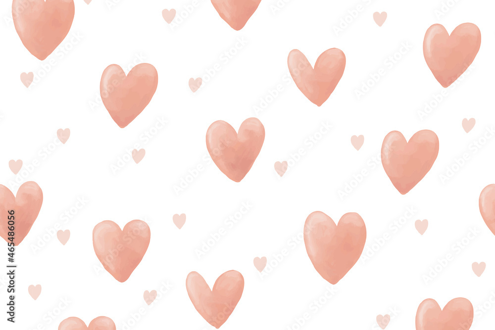 Heart background desktop wallpaper, cute watercolor vector