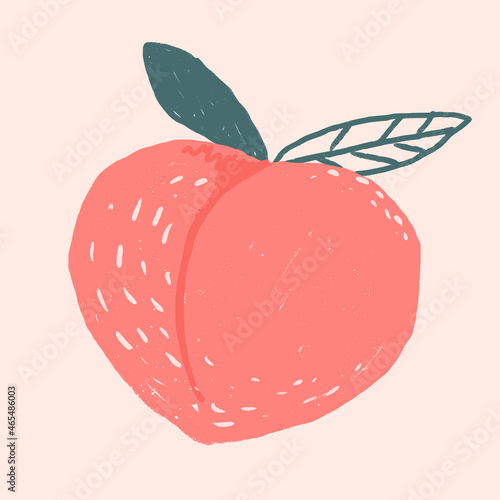 Fruit peach doodle drawing vector
