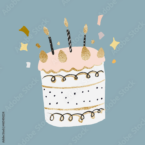 Birthday cake sticker, cute element graphic vector