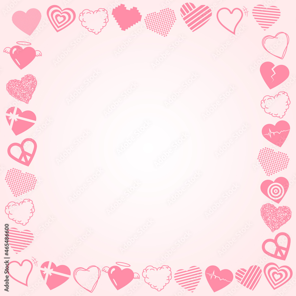 Cute heart frame vector, Valentine day border design