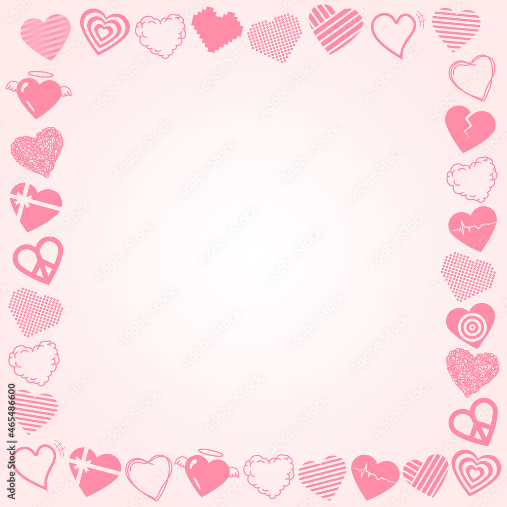 Cute heart frame vector, Valentine day border design Cute heart frame vector, Valentine day border design