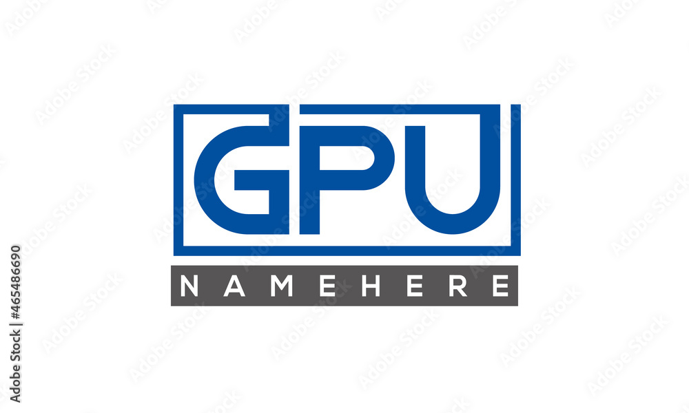 GPU Letters Logo With Rectangle Logo Vector GPU Letters Logo With Rectangle Logo Vector