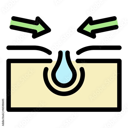 Hair bulb and arrows icon. Outline hair bulb and arrows vector icon color flat isolated