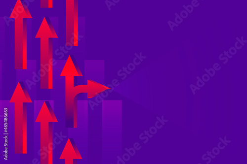 Purple arrow background, neon border, business development vector