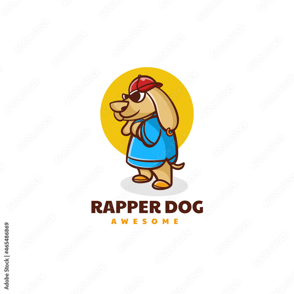 Vector Logo Illustration Rapper Dog Mascot Cartoon Style. Vector Logo Illustration Rapper Dog Mascot Cartoon Style.
