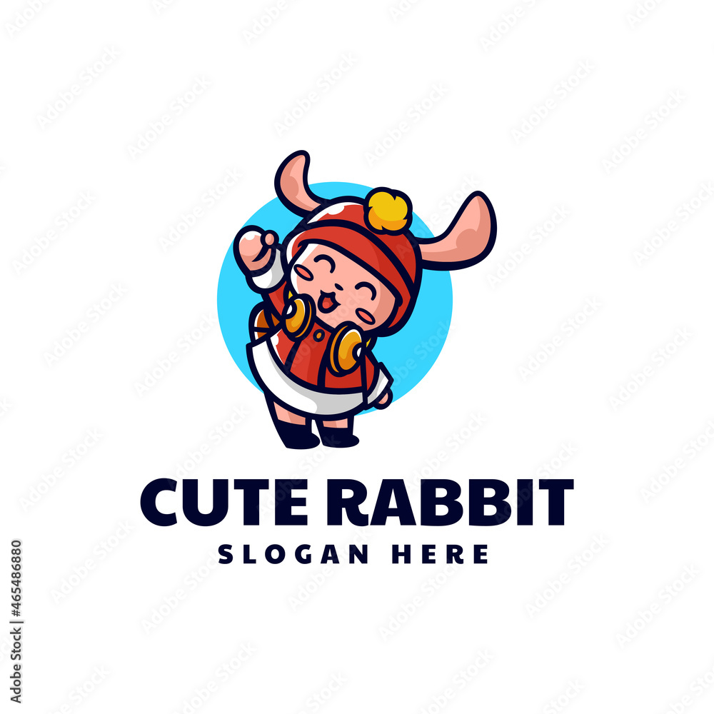 Vector Logo Illustration Rabbit Mascot Cartoon Style. Vector Logo Illustration Rabbit Mascot Cartoon Style.