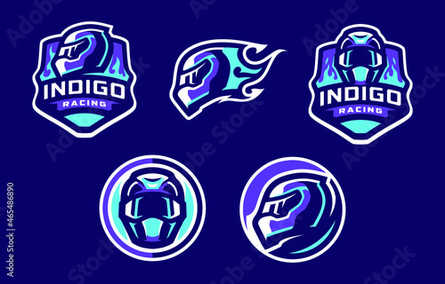 Indigo racing sport logo set