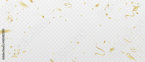 Celebration background template with confetti and gold ribbons. luxury greeting rich card.