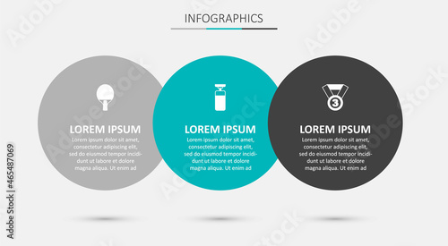 Set Punching bag, Racket and Medal. Business infographic template. Vector