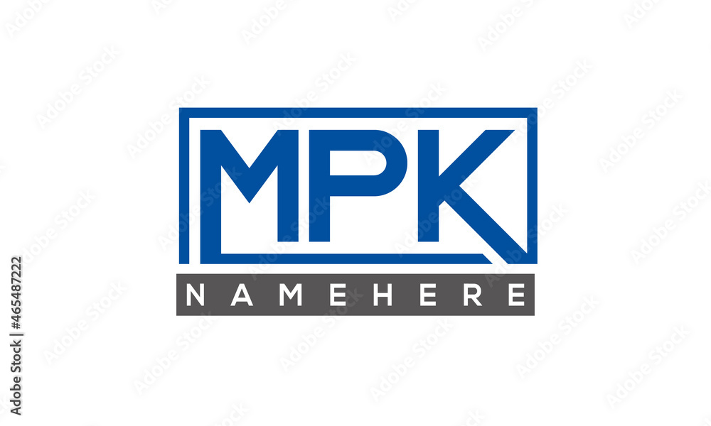 MPK Letters Logo With Rectangle Logo Vector MPK Letters Logo With Rectangle Logo Vector