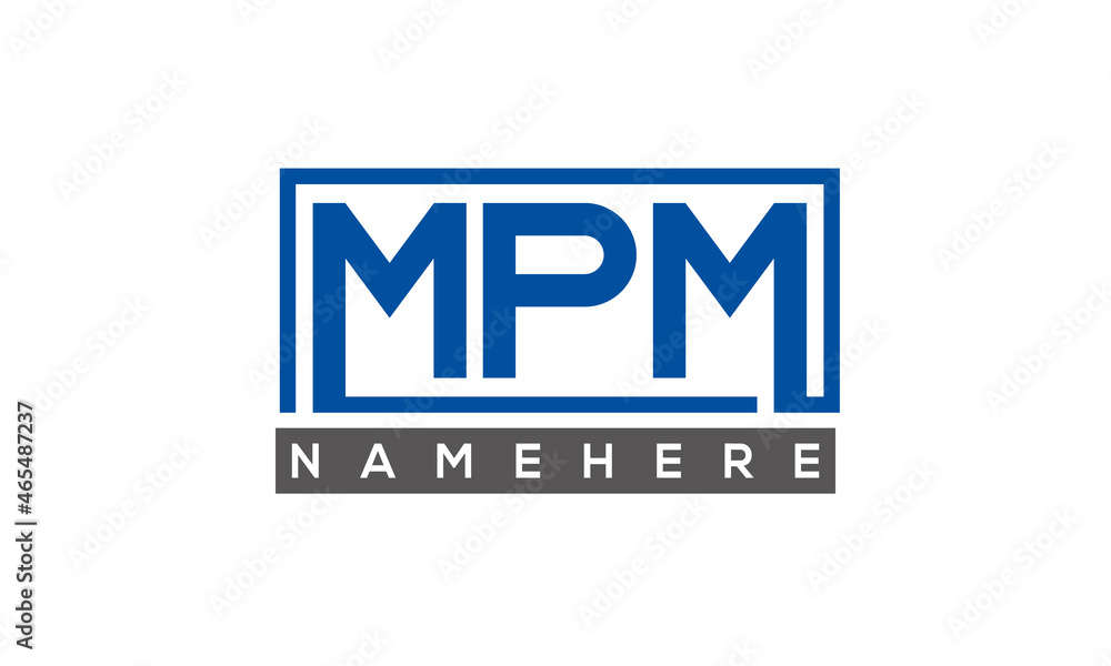 MPM Letters Logo With Rectangle Logo Vector MPM Letters Logo With Rectangle Logo Vector