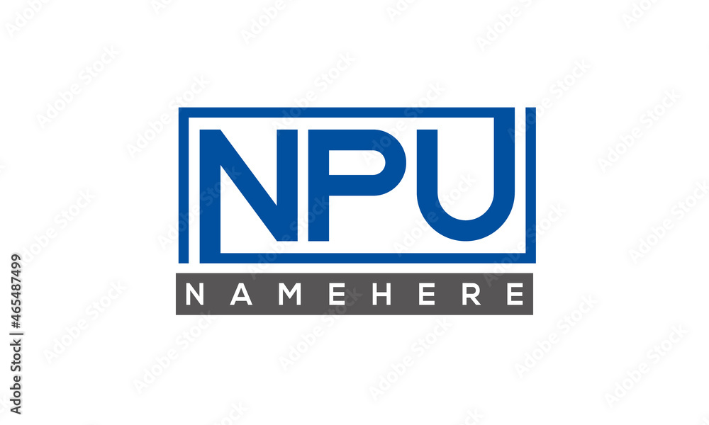 NPU Letters Logo With Rectangle Logo Vector NPU Letters Logo With Rectangle Logo Vector