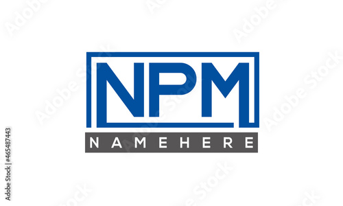 NPM Letters Logo With Rectangle Logo Vector 