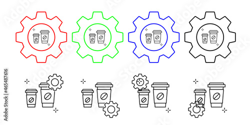 Coffee, addictions vector icon in gear set illustration for ui and ux, website or mobile application